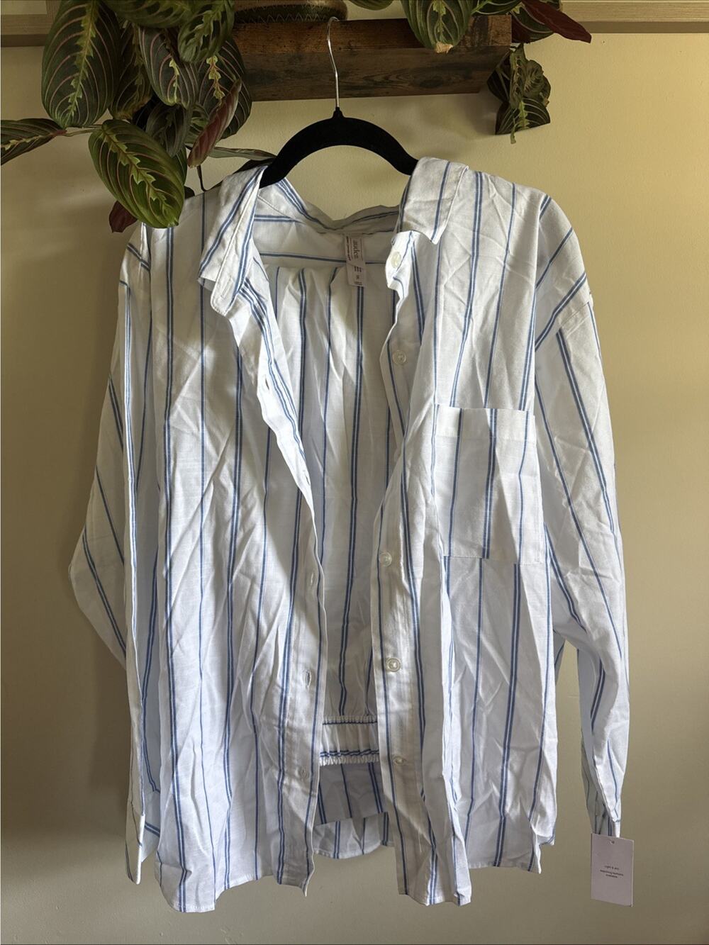 Auden White With Blue Striped Pajama Set Size Extra Extra Large